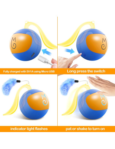 Juguete Interactivo para Gatos Migipaws Bola Rodante Azul