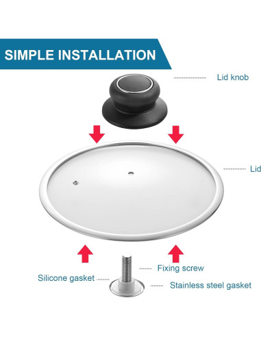 4 Perillas de Reemplazo para Tapa de Olla WATHFKCU - Negro
