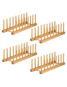 Estante de Secado de Platos Lawei de Bambú - 4 Piezas