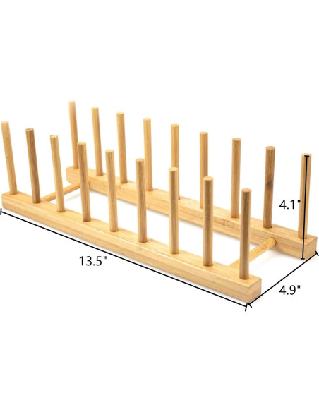 Estante de Secado de Platos Lawei de Bambú - 4 Piezas