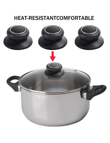 4 Perillas de Reemplazo para Tapa de Olla WATHFKCU - Negro
