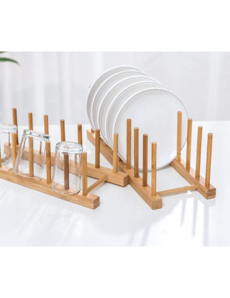 Estante de Secado de Platos Lawei de Bambú - 4 Piezas