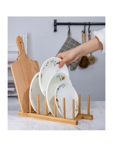 Estante de Secado de Platos Lawei de Bambú - 4 Piezas