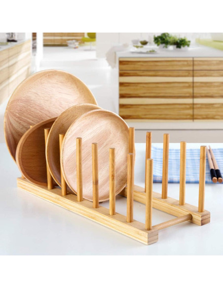 Estante de Secado de Platos Lawei de Bambú - 4 Piezas