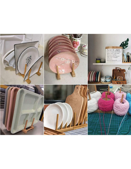 Estante de Secado de Platos Lawei de Bambú - 4 Piezas