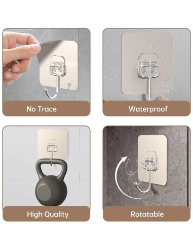 Ganchos Adhesivos Ajrwiiy para Tapa de Olla - Paquete de 5