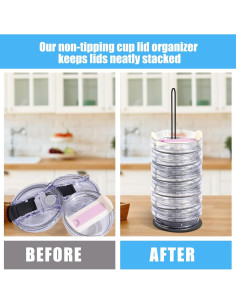 Organizador de Tapas de Vaso Vodolo Vertical 15 Tapas Acero Inoxidable 2