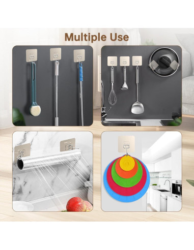 Ganchos Adhesivos Ajrwiiy para Tapa de Olla - Paquete de 5