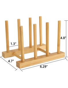Estantes de Platos de Bambú Lawei - Juego de 4 Soportes 16x12cm 2