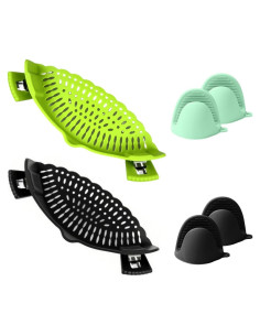 Colador de Silicona Clip en XiangLongRui - 2 Piezas Verde y Negro