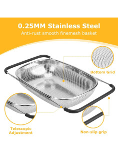 Colador de Fregadero ZDRongZhen Acero Inoxidable Expandible 36.1 cm 2