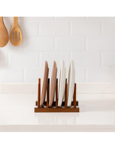 Estante de Secado HBlife de Madera de Teak 4 Ranuras