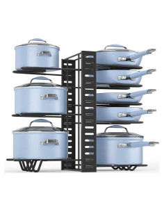 Organizador de Ollas y Sartenes Felibeaco Ajustable 8 Niveles Negro