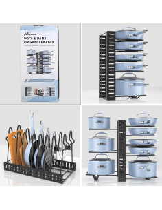 Organizador de Ollas y Sartenes Felibeaco Ajustable 8 Niveles Negro 2