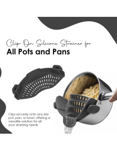 Colador de Silicona Clip On Genérico 22.4 cm Gris 2