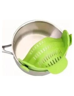 Colador Clip-On de Silicona Verde Universal para Cocina