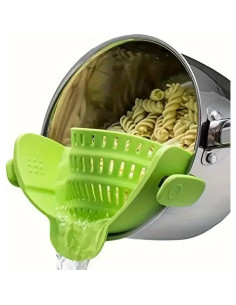 Colador Clip-On de Silicona Verde Universal para Cocina 2
