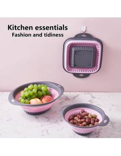 Colador y escurridor plegable LogFaadCoi 3 piezas 1.3L-2.5L Azul 2