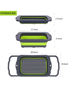Colador Plegable QiMH Verde 9 Cuartos Silicona Antideslizante 2