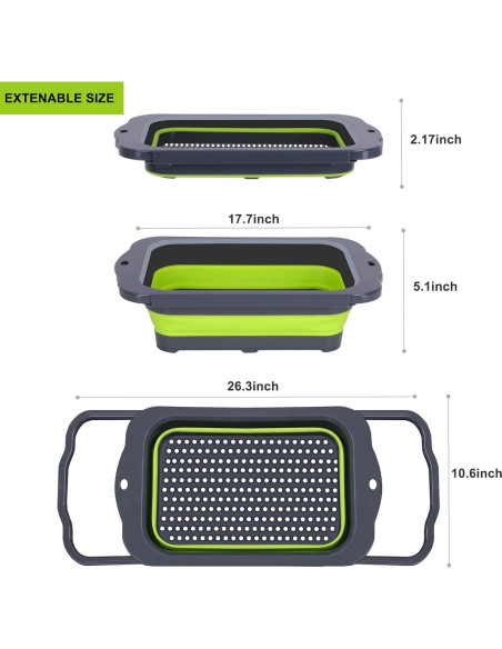 Colador Plegable QiMH Verde 9 Cuartos Silicona Antideslizante