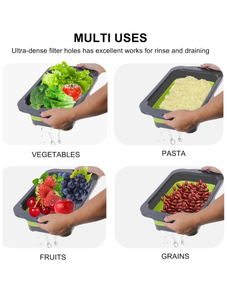 Colador Plegable QiMH Verde 9 Cuartos Silicona Antideslizante