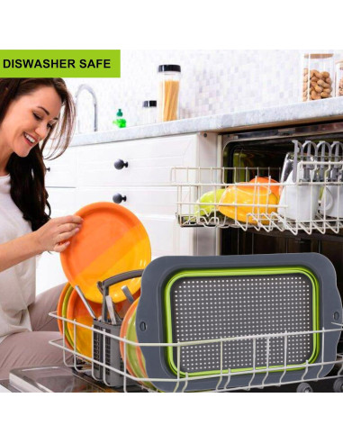 Colador Plegable QiMH Verde 9 Cuartos Silicona Antideslizante