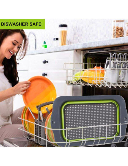 Colador Plegable QiMH Verde 9 Cuartos Silicona Antideslizante