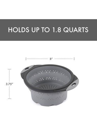 Colador Plegable de Silicona Dexas 8" Gris Frío 7.2 Tazas