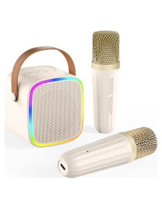 Mini Máquina de Karaoke Alversun Beige con 2 Micrófonos