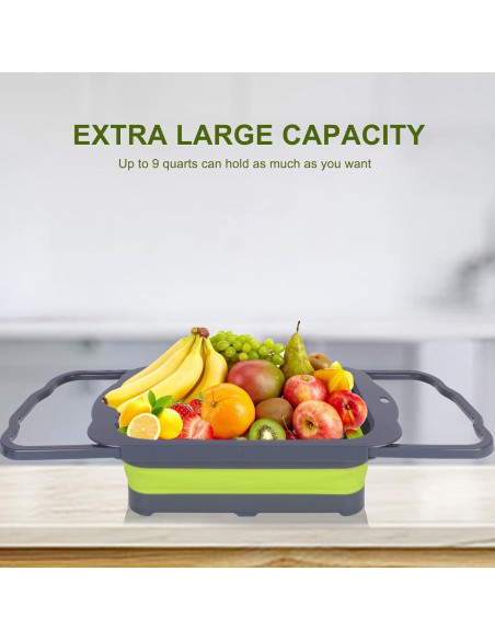 Colador Plegable QiMH Verde 9 Cuartos Silicona Antideslizante