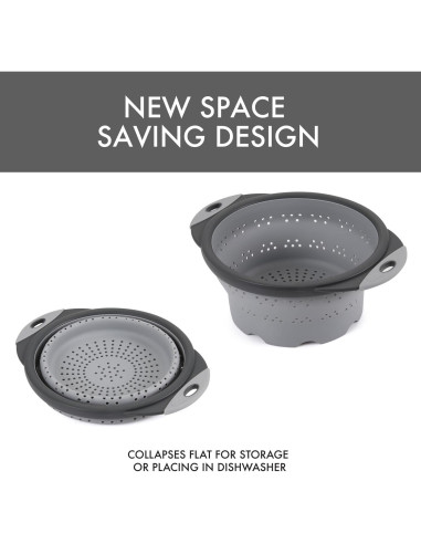 Colador Plegable de Silicona Dexas 8" Gris Frío 7.2 Tazas