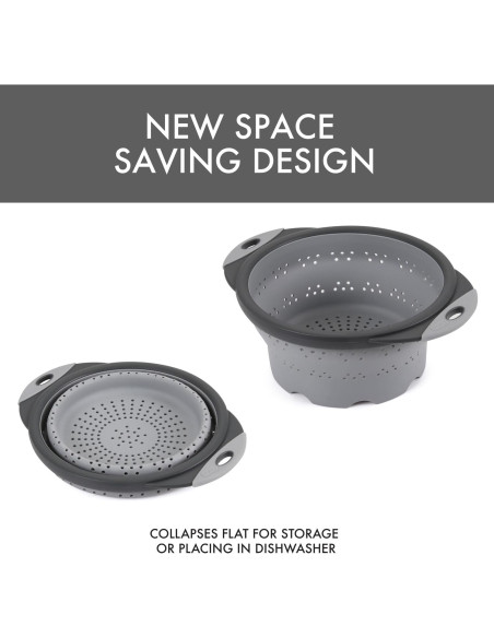 Colador Plegable de Silicona Dexas 8" Gris Frío 7.2 Tazas