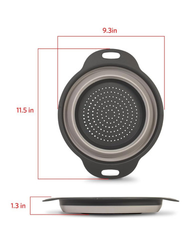 Colador Plegable Glad 2L - Drenador de Pasta y Verduras Gris