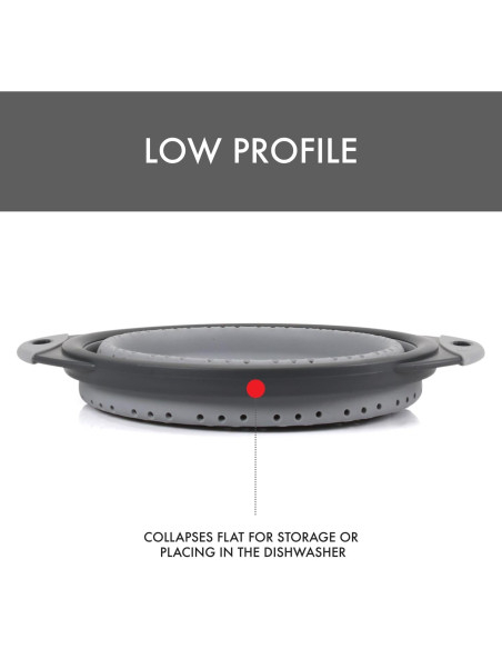 Colador Plegable de Silicona Dexas 8" Gris Frío 7.2 Tazas