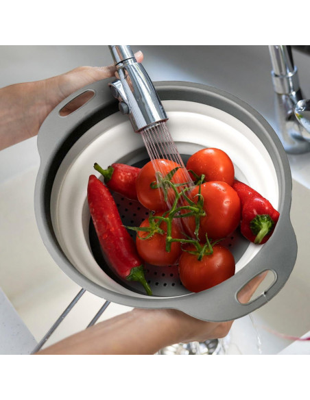 Colador Plegable Glad 2L - Drenador de Pasta y Verduras Gris