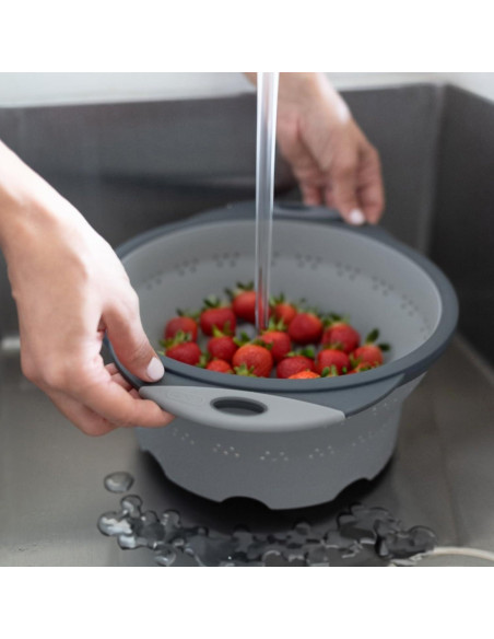 Colador Plegable de Silicona Dexas 8" Gris Frío 7.2 Tazas