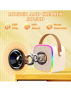 Mini Máquina de Karaoke Alversun Beige con 2 Micrófonos 2