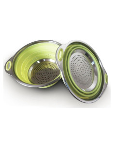 Colador de acero inoxidable Oneida 20 cm colapsable verde