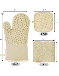 Juego de Manoplas y Agarraderas KEGOUU 6 Piezas Beige 2