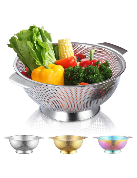 Colador de Acero Inoxidable Kyraton 5 Cuartos 35.4x28.5cm Colador de Acero Inoxidable Kyraton 5 Cuartos 35.4x28.5cm