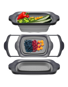 Colador Plegable Comfify XL 6 Cuartos Gris - Silicona Duradera