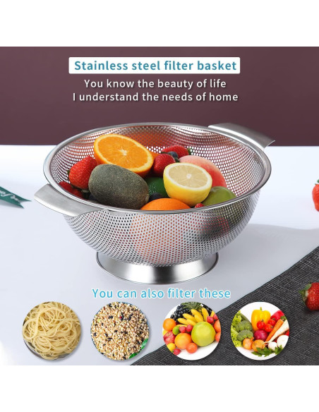 Colador de Acero Inoxidable Kyraton 5 Cuartos 35.4x28.5cm Colador de Acero Inoxidable Kyraton 5 Cuartos 35.4x28.5cm