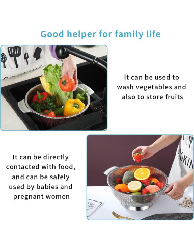 Colador de Acero Inoxidable Kyraton 5 Cuartos 35.4x28.5cm