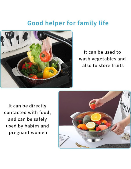 Colador de Acero Inoxidable Kyraton 5 Cuartos 35.4x28.5cm Colador de Acero Inoxidable Kyraton 5 Cuartos 35.4x28.5cm