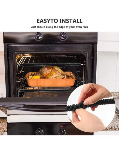 4 Protectores de Borde de Rejilla de Horno Silicona Negra