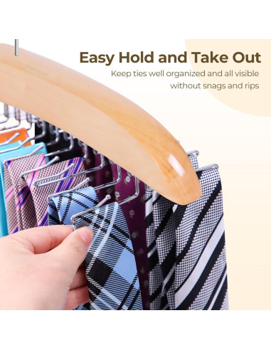 Perchero para Corbatas Ohuhu 24 Ganchos Madera Clara 360