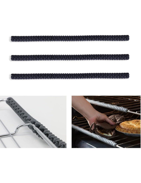 4 Protectores de Borde de Rejilla de Horno Silicona Negra