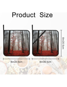 Juego de 2 agarraderas Gearsly Misty Forest Red 20.32 cm 2