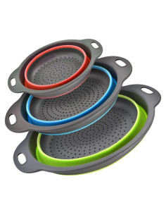 Juego de 3 coladores colapsables Bennra - Redondos, 3 colores
