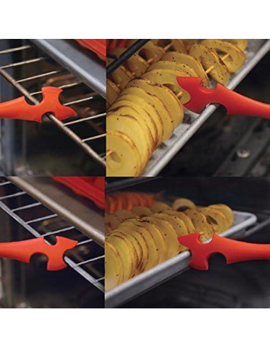 Empujador Jalador de Rejilla de Horno Norpro 2 Piezas Silicona Roja